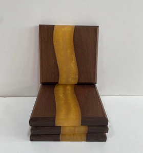 Sous-verre en bois d'acacia et en résine fabriqué à la main tasse à café en bois naturel écologique au prix le plus bas - Product Image 6