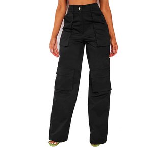 Pantalones cargo de último estilo para mujer en color negro Fashion Wear High Street Girls Utility Pants para mujer - Product Image 2
