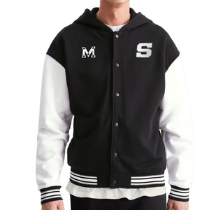Veste Letterman à la mode avec logo personnalisé veste universitaire avec capuche fermeture à glissière en toile couleurs contrastées hiver - Product Image 1