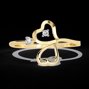 Elegant Womens 14K Gold Diamond Heart Ring Luxury Handmade Jewelry Romantic Design Perfect <b>Gift</b> For Anniversary Birthday - Product Image 1