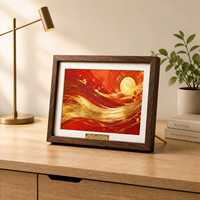 Cadre photo décoratif rouge et or avec support, taille personnalisée