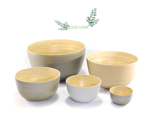 Ensaladera de bambú hilado ecológica 100% cuenco de bambú natural hecho a mano para servir para cocina y comedor de Vietnam - Product Image 2