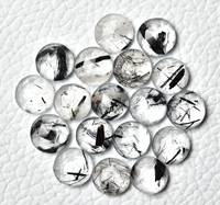 Quartz Rutile Noir de Haute Qualité, Forme Ronde Lisse, Cabochon, Pierre Précieuse en Vrac pour la Fabrication de Bijoux, Pierres Précieuses en Gros