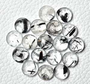 Cuarzo Rutilo Negro de Alta Calidad, Cabujón Redondo Liso de Rutilo Negro, Piedra Preciosa Suelta para la Fabricación de Joyas, Gemas al por Mayor - Product Image 4