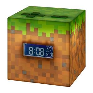 นาฬิกาปลุก Minecraft พร้อมเสียงเพลงพระอาทิตย์ขึ้น เสียงและแสงจากบล็อกหญ้า ระบบอิเล็กทรอนิกส์พร้อมไฟพื้นหลัง USB FM ปลุกตื่นสำหรับห้องนอน - Product Image 1
