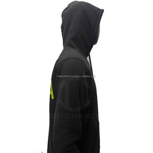 Sweat à capuche noir personnalisé avec logo, en molleton de coton, style streetwear décontracté, OEM ODM, sweats à capuche et sweat-shirts pour hommes - Product Image 3