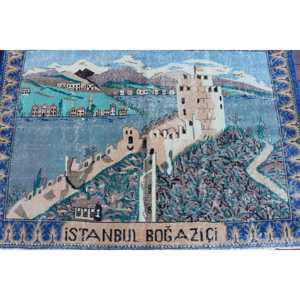 Alfombra Turca Vintage de 4.9x3.4 pies, Alfombra Decorativa, Alfombra de Lana Azul - Product Image 4