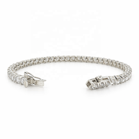 Pulsera de Tenis JJ BRAVO de Oro Blanco Sólido de 14K con Baño de Rodio, Diamantes Cultivados en Laboratorio de 4mm y 10.29Ct, 18cm, Joyería Fina Clásica Unisex