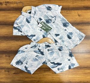 Ensembles de coopération en coton à séchage rapide pour garçons Vêtements décontractés à la mode avec imprimés d'animaux/personnages comportant des chemises élégantes - Product Image 1