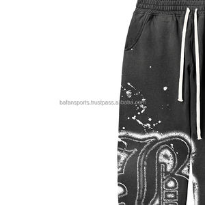 Ropa de calle, pantalones para correr, pantalones deportivos de poliéster con logotipo personalizado, Pantalones rectos bordados, pantalones de hombre lavados de pierna ancha de alta calidad - Product Image 4