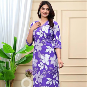 Pur coton Designer femmes Kurta ensemble indien Bollywood ethnique Kurti pantalon ensemble pour disponible au meilleur prix - Product Image 1