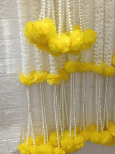 Guirnalda de flores artificiales con caléndula jazmín perla cadena Mandir Decoración Para Diwali, Ganpati, inauguración de la casa y boda india - Product Image 3