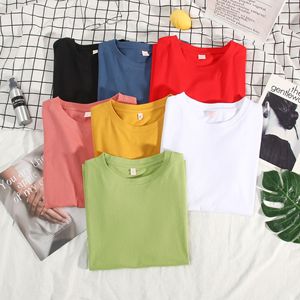 เสื้อยืดผู้หญิงใหม่ฤดูร้อนเสื้อยืดแขนสั้นผ้าฝ้ายแท้สำหรับผู้หญิงเสื้อยืดสีบริสุทธิ์ - Product Image 1