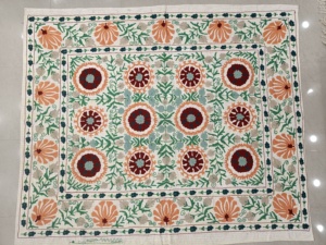 Couvre-lit en coton 100% - Couleurs vives - Broderie à la main Aari - Couture Kantha - Couvre-lit toute saison - Couvre-table - Product Image 5