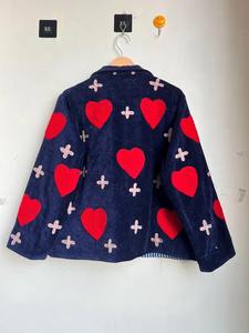 Velvet Heart Pattern Suzani <b>Jacket</b> Reversible <b>Jacket</b> Handmade Velvet <b>Jacket</b> with Heart & Cross Embroidery Boho Love Winter Coat - Product Image 6