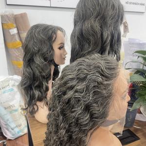 Peluca de Cabello Humano con Ondas Sueltas, Color Gris, Peluca Vietnamita con Cierre de Encaje, Línea de Cabello Natural - Product Image 6