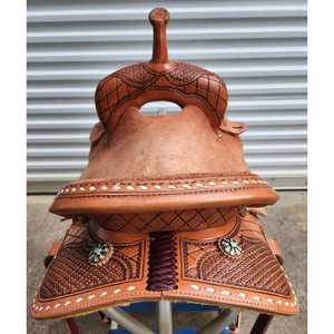 Meilleure vente selle de cheval Western américaine en cuir véritable produit d'équitation Logo personnalisé selle de tailles personnalisées durables - Product Image 5