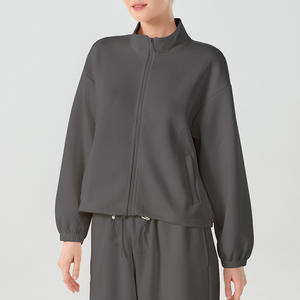 Alta calidad logotipo personalizado cremallera Crop Top sudaderas con capucha sudadera pulóver sudaderas con capucha para mujer - Product Image 4