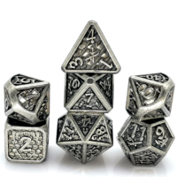 2025 usine Antique placage D20 dés en métal polyédrique RPG mdn ensemble avec Dragon Wars D20 forme pas cher prix pour les jeux du mdn