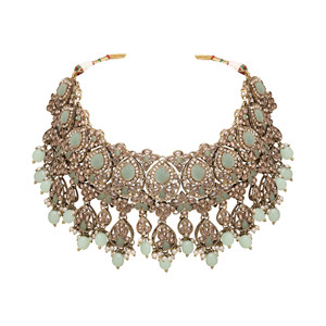 Joyería nupcial AD inversa, collar de forma ovalada AD inversa, collar indio tradicional, joyería nupcial de diseñador. - Product Image 4