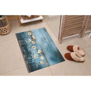 Tapis imprimé avec des fleurs de marguerite dans des bouteilles en verre, tapis antidérapant, tapis en chenille - Product Image 5