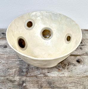 Cuenco decorativo de Metal con diseño de puntos, centro de mesa hecho a mano, elegante bandeja texturizada para mesa de comedor, hogar, cocina, exhibición de regalo - Product Image 5