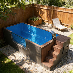 Piscina Exterior Grande con Ventana de Acrílico Transparente, Piscina Elevada con Marco - Product Image 6