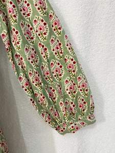 Maxi vestido con estampado de bloques florales hecho a mano de una pieza de algodón para mujer vestido de verano silueta suelta cintura Natural Boho Collage Top - Product Image 4