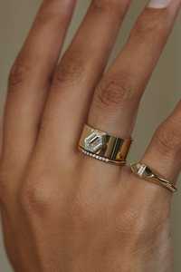 Venta al por mayor 14K oro amarillo Fairmined 1.32ctw hexágono corte brillante diamante blanco Natural boda joyería anillo diseño para ella - Product Image 4