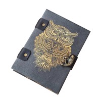 Journal à couverture rigide imprimé hibou, format compact avec fermeture métallique - 7 pouces X 5 pouces, 100 pages vierges
