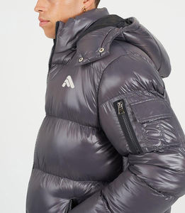 Veste matelassée décontractée pour homme, style streetwear, tissage uni, fermeture éclair, écologique, imperméable, coupe-vent, automne, personnalisable - Product Image 3