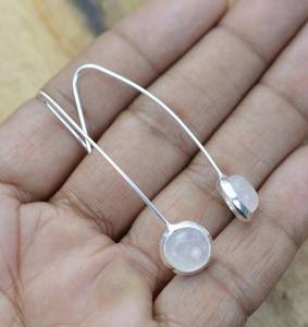 Pink <b>Rose</b> <b>Quartz</b> Gemstone 925 Sterling Silver Dangle <b>Earrings</b> Customized Natural Gemstone Vintage Wedding Engagement Gift - Product Image 2