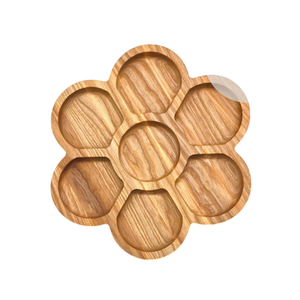 Bol de service moderne en bois pour casse-croûte et noix Plateau à fruits secs à motif floral solide Décoration intérieure Ustensiles de cuisine Article cadeau - Product Image 4