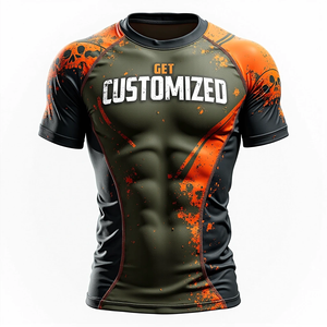 Protector de sarpullido MMA con opciones de manga corta y completa con kimono de Jiu Jitsu de tela de compresión transpirable - Product Image 5