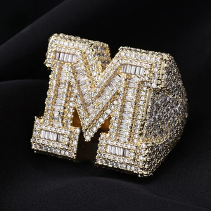 Luxe 925 Argent Leb Grown Bague En Diamant Glacé Lettre Hip Hop Déclaration Anneau pour Hommes Personnalisé Bling Diamant Bijoux En Gros - Product Image 1