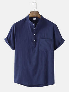 เสื้อยืดคอกลมแขนสั้นผ้าคอตตอนถักแบบเรียบสีพื้นสำหรับผู้ชาย สกรีนโลโก้ได้ตามต้องการ ขายส่ง BD - Product Image 4