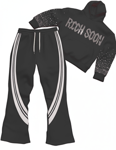 Chándal informal de gran tamaño para hombres y mujeres Sudadera con capucha de dos piezas con logotipo personalizado y pantalones para correr Traje de moda urbana de hip hop - Product Image 5