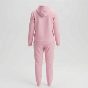 Ensemble 2 pièces tendance pour femmes en velours, sweat à capuche et pantalon avec fermeture éclair, motif uni, survêtement d'hiver, vêtements de sport, personnalisable - Product Image 2