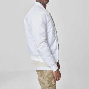 Chaqueta de bombardero verde con logotipo personalizado para hombre, chaqueta de invierno de talla grande con cuello levantado, chaqueta de bombardero de calidad para hombre, servicio OEM - Product Image 5