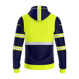 Sudadera con capucha y cremallera frontal de alta visibilidad para hombre, cinta reflectante, abrigo de seguridad de alta visibilidad, sudadera, sudaderas con capucha de alta visibilidad de Color verde - Product Image 4
