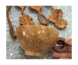 Cucharas de coco de madera pequeñas hechas a mano flor forma de corazón - Product Image 5