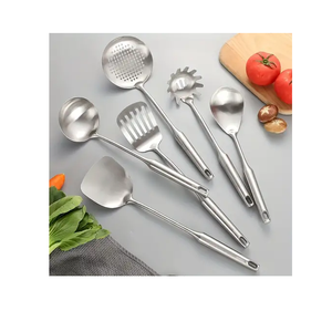 Ustensiles de cuisine en acier miroir Spatule/tourneur/cuillère à riz de service Ustensiles de cuisine Cuillère Manche en bois - Product Image 5