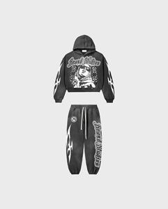 Logo personnalisé unisexe survêtement entraînement Fitness polaire grande taille couleur bordeaux à capuche et survêtement de jogging pour hommes - Product Image 5