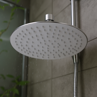 Cabezal de Ducha Redondo de 20 cm, Ultrafino, con Acabado Cromado, Antical, de Acero Inoxidable, con Efecto Lluvia de Alta Presión para Baño