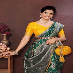 ผ้าไหมส่าหรีมีขอบซาริที่สวยงามออกแบบสีตามสั่ง - Product Image 2