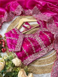 เครื่องแต่งกายที่ได้รับความนิยมแบบใหม่เสื้อส่าหรีผ้าไหม zimmy Choo นุ่มพิเศษแบบอินเดียปักลาย3มม. - Product Image 4