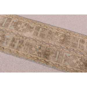 Alfombra Turca Vintage de Lana Marrón, 1.5x10.7 pies - Product Image 4