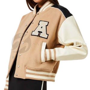 Mode féminine Letterman Baseball vestes laine mélange coton remplissage Logo personnalisé dames Style décontracté séchage rapide polaire doublure - Product Image 3