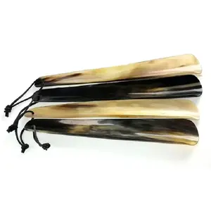 High quality natural buffalo horn shoe horn and color luxury long handle shoe horn from India by Crafts Calling