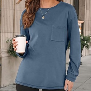 Camiseta de manga larga para mujer Tops de otoño Cuello redondo Sudadera de gran tamaño Invierno Lindo Traje de profesor de moda Casual Tallas grandes - Product Image 1